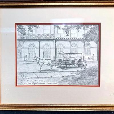 6 Matted & Gold Framed Black & White Prints Depicting New Orleans