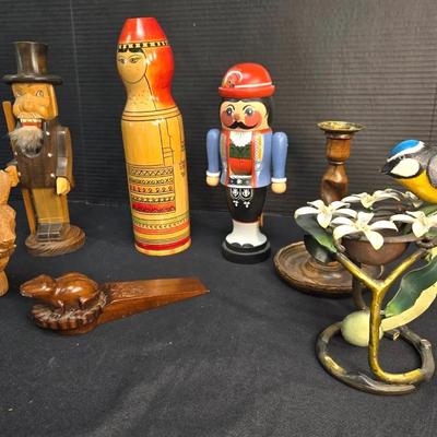 International Decor: Nutcrackers, Doorstop, Wood Bottle Holder 
