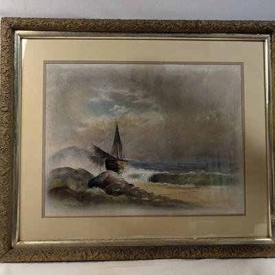 Framed Pastel Painting...Seashore Scene