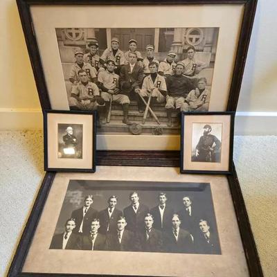 2 Antique Photos: Baseball, Portrait, Civil War Prints