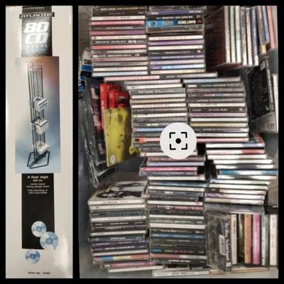 Box Of CDs And Storage Tower