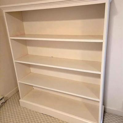 Tall Wooden White Bookcase Shelf