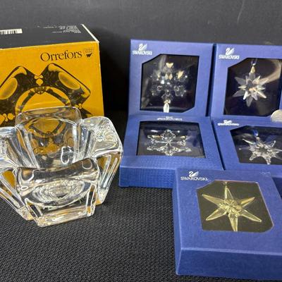Swarovski Snowflakes & Orrefors Max Crystal Candle Holder 