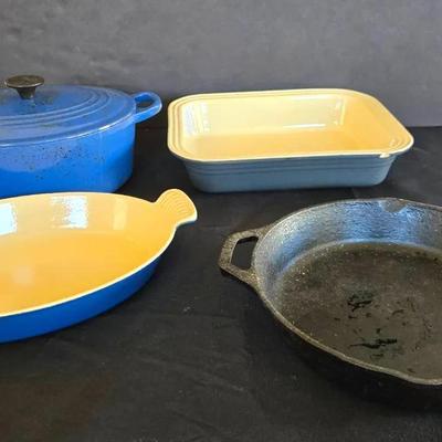 Le Creuset French Enameled Cast Iron & Lodge Pan
