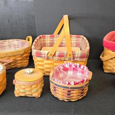 7 Piece Longaberger Baskets Handmade Signed