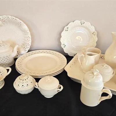 English Leeds Pottery Porcelain Dishes Collection 