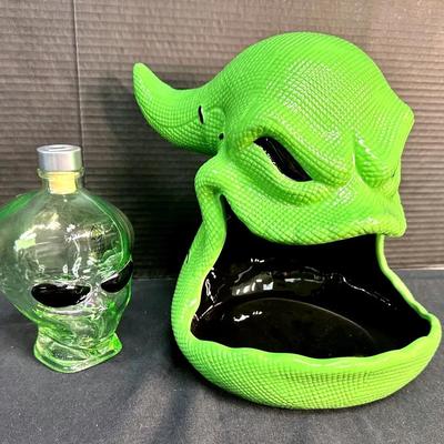 Disney The Nightmare Before Christmas Oogie Boogie Candy Dish & Alien Skull Bottle