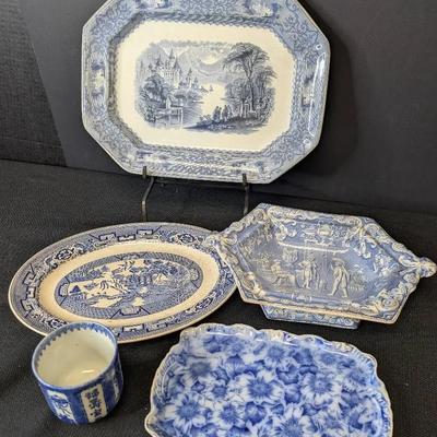 Blue & White Transferware & Other China