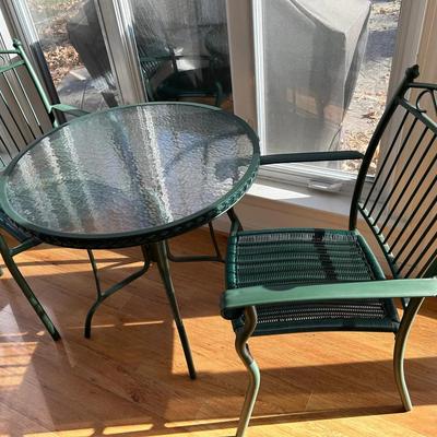 Metal Glass top Bistro Table With 2 Chairs 