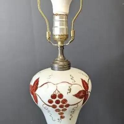Vintage Milk Glass, Brass & Marble Lamp