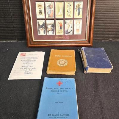 Antique Framed Cigarette Cards & Vintage British Nursing Books
