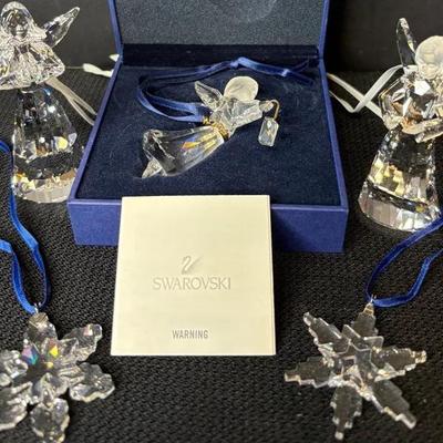 Swarovski Ornaments-3 Angels, Two Snowflakes 