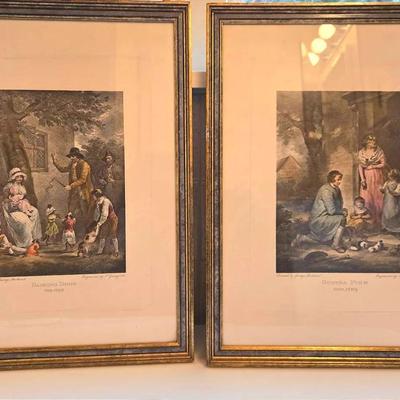 Pair Of Framed Antique Lithographs Art Of George Morland 