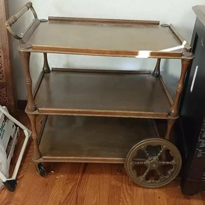 Wooden Serving Cart With 3 Shelves