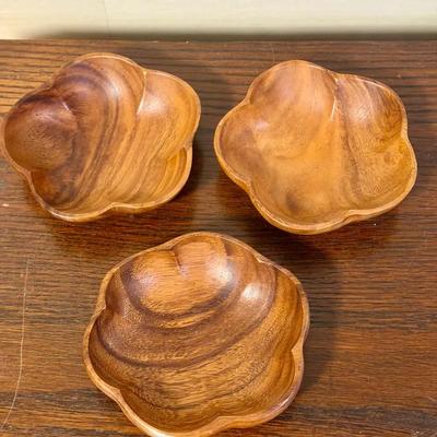 (3) Handcrafted Wooden Dishes