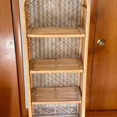 58” Vintage Rattan Bookshelf