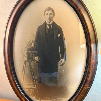 Antique Framed Photo Behind Bubble Glass