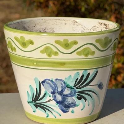 Signed Italian Small Floral Planter