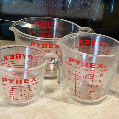 (3) Vintage Glass Pyrex Measuring Cups 