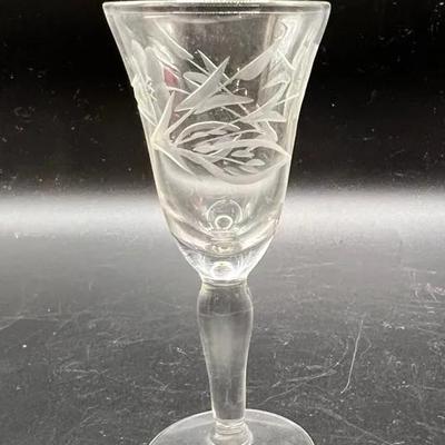 Set of (5) Etched Cordial Glasses