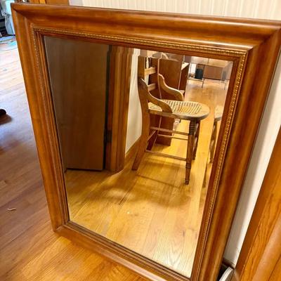 Beveled Wooden Mirror 