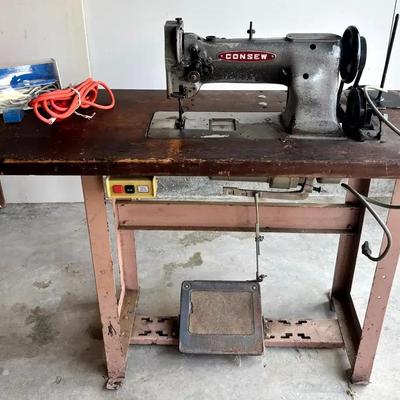 Vintage Consew Industrial Sewing Machine with 121H Motor & Electric Scissors