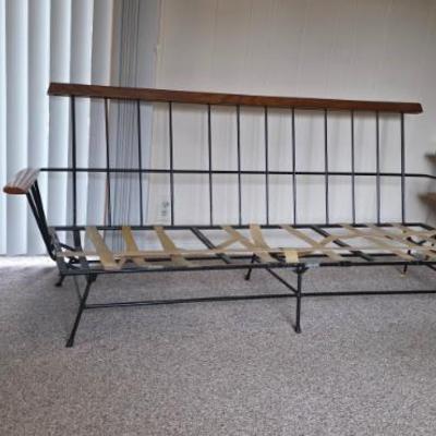 Sale Photo Thumbnail #11: 1950s 6-piece set, 2 end tables and couch. Couch needs "web" strap repair