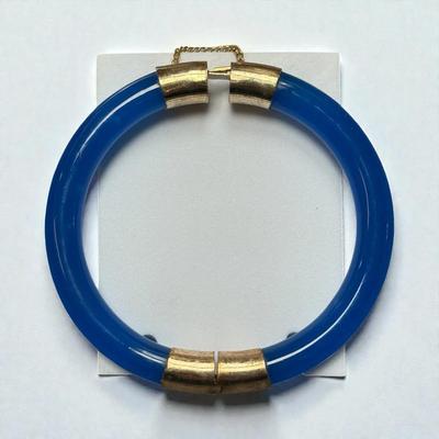 Blue glass hinged bangle