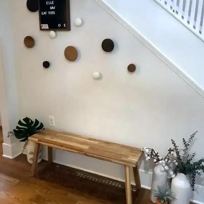 Entry decor ikea wood bench faux plants & wall hooks