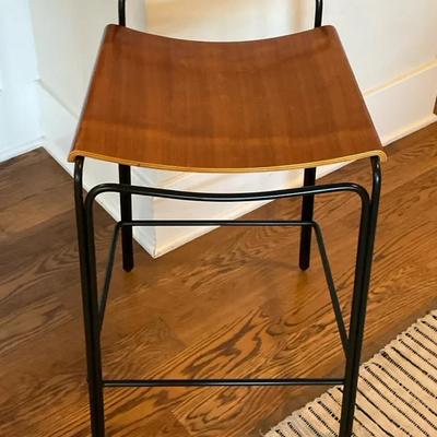 Barstool metal frame formed wood seat