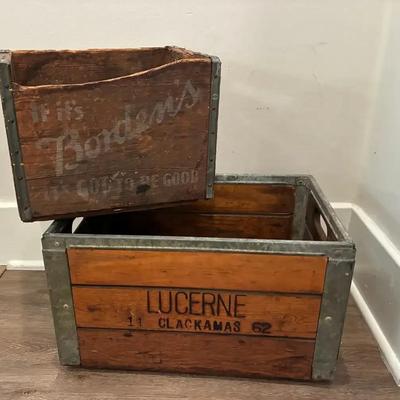 Vintage advertising wooden crates