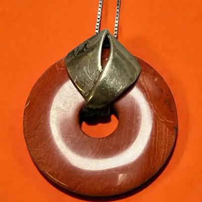 Red jasper stone donut pendant