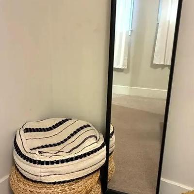 Floor mirror and ikea alseda stool