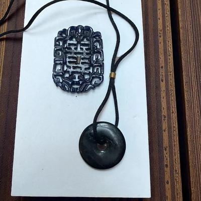 Shungite donut necklace chinese plaque