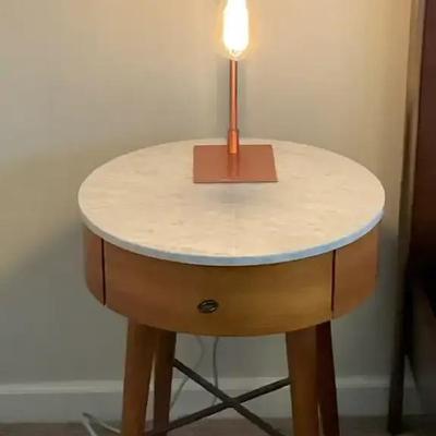 Pair of west elm penelope nightstands table lamps