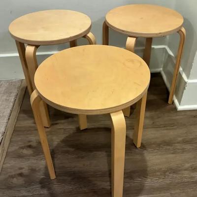 Trio of ikea frosta stacking stools
