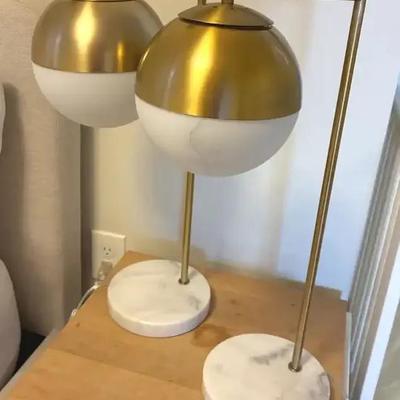 Pair of modern stone base lamps