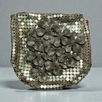 Vintage repousse buckle small mesh pouch