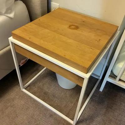 Pair of wood metal cube tables