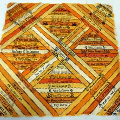 Sale Photo Thumbnail #54: 1054	ANTIQUE SILK CIGAR QUILT, APPROXIMATELY 21 IN X 23 IN, SOME WEAR
