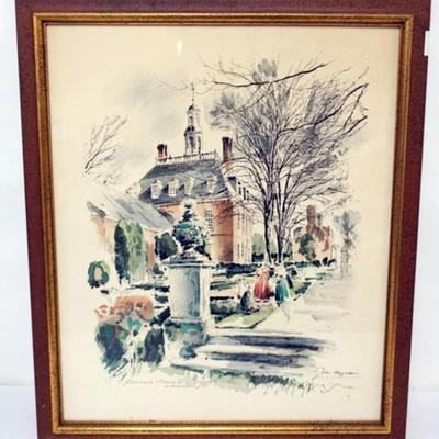 Sale Photo Thumbnail #72: 1072	JOHN HAYMSON WATERCOLOR WILLIAMSBURG VA *THE GOVENORS PALACE*, APPROXIMATELY 21 IN X 25 IN OVERALL
