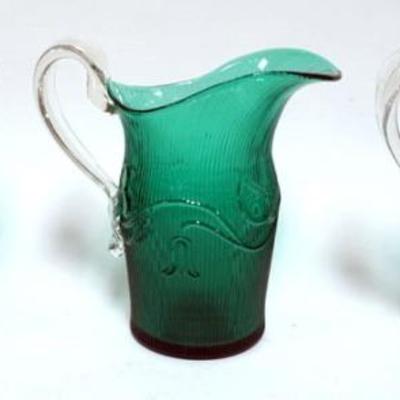 Sale Photo Thumbnail #17: 1017	METROPOLITAN MUSEUM OF ART, 3 EMERALD GREEN BELLFOWER PITCHERS, EACH APPROXIMATLY 8 IN H

