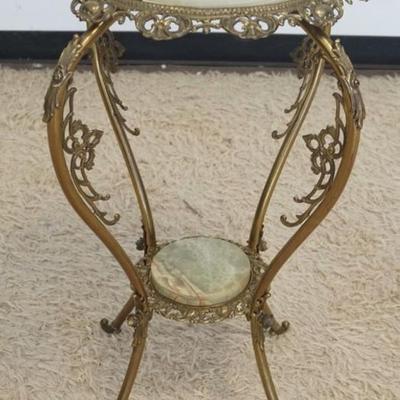 Sale Photo Thumbnail #210: 1211	ANTIQUE ONYX AND BRASS 2 TIER VICTORIAN STAND, APPROXIMATELY 21 IN X 30 IN H

