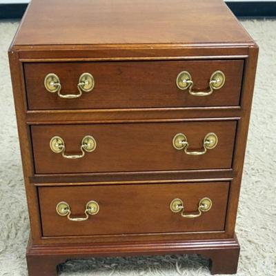 Sale Photo Thumbnail #215: 1216	STICKLEY SOLID CHERRY MINIATURE 3 DRAWER CHEST, APPROXIMATELY 20 IN X 15 IN X 23 IN H
