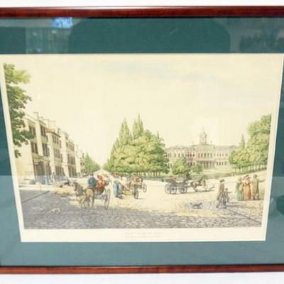 Sale Photo Thumbnail #102: 1102	SIDNEY K. LUCAS FRAMED AND MATTED PRINT, NEW YORK 1819 BORADWAY AND CITY HALL, APPROXIMATELY 28 IN X 24 IN OVERALL
