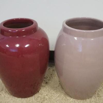 Sale Photo Thumbnail #118: 1118	2 POTTERY FLOOR VASES, LARGEST APPROXIMATELY 18 IN H
