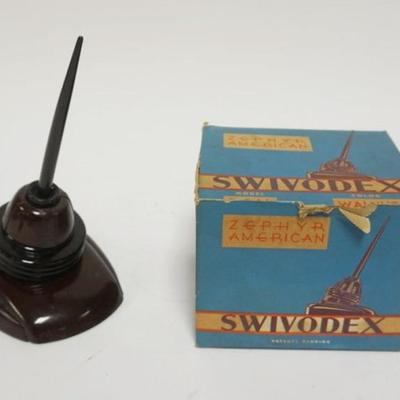 Sale Photo Thumbnail #47: 1047	ZEPHYR AMERICAN ART DECO PEN AND HOLDER, SWIVODEX MODEL R-346 WITH BOX, BOX APPROXIMATELY 6 IN X 5 IN X 4 1/2 IN H
