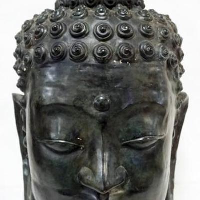 Sale Photo Thumbnail #3: 1003	LARGE BRONZE HOLLOW BUDDHA HEAD, APPROXIMATELY 36 IN H
