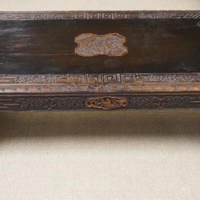 Sale Photo Thumbnail #192: 1193	ANTIQUE CARVED ASIAN TABLE, APPROXIMATELY 39 IN X 17 IN X 12 IN H
