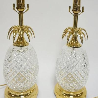 Sale Photo Thumbnail #21: 1021	PAIR OF WATERFORD CRYSTAL PINEAPPLE LAMPS, EACH APPROXIMATELY 18 IN H
